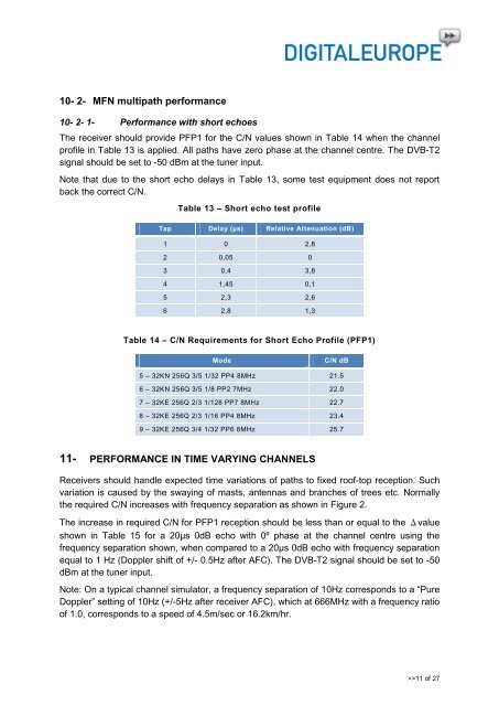 Standardized DVB-T2 RF specifications - DigitalEurope