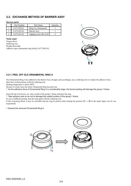 Service Manual of Sony DSC-W30/W40 Digital - SONYRUS