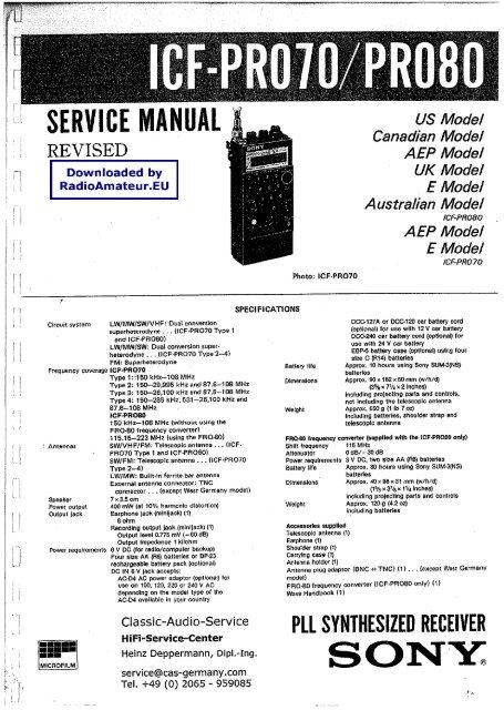 Sony ICF-pro70_80 service manual - RadioManual