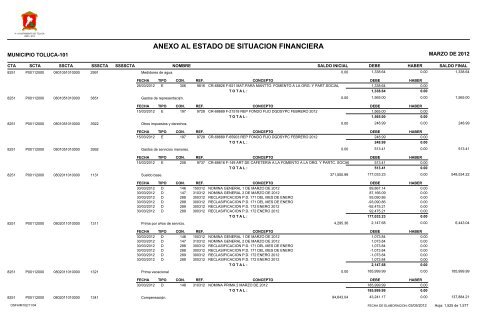 ESTADO DE SITUACION FINANCIERA - Toluca