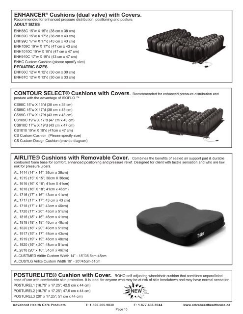 Roho Cushion Size Chart