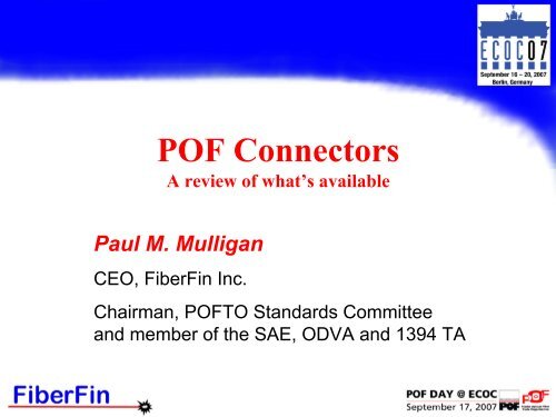 Industrial POF Connectors - POF Application Center