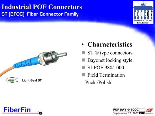 Industrial POF Connectors - POF Application Center