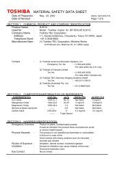 TOSHIBA MATERIAL SAFETY DATA SHEET