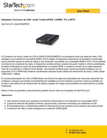 Adaptador Conversor de VGA - Audio Toslink SPDIF ... - StarTech.com