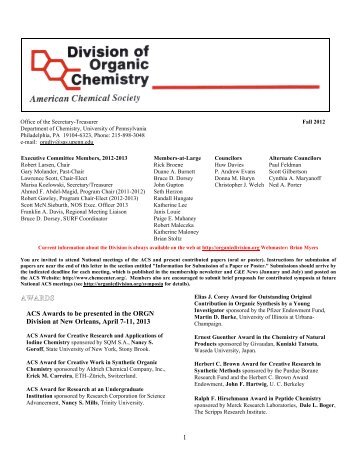 Fall 2012 Newsletter (PDF) - ACS Organic Division