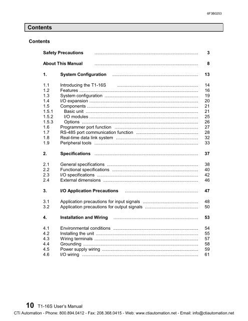 Toshiba PROSEC T1-16S PLC User's Manual - CTi Automation