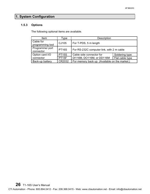 Toshiba PROSEC T1-16S PLC User's Manual - CTi Automation