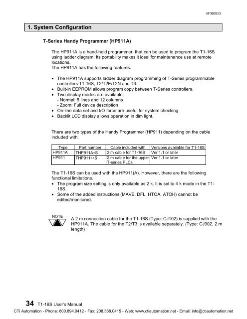 Toshiba PROSEC T1-16S PLC User's Manual - CTi Automation