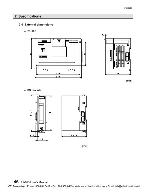 Toshiba PROSEC T1-16S PLC User's Manual - CTi Automation