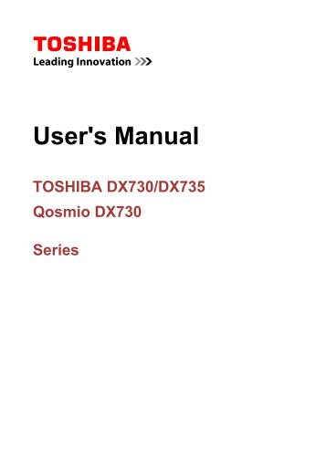 TOSHIBA DX730/DX735/Qosmio DX730 Series User's Manual - Etilize