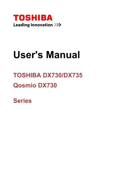 TOSHIBA DX730/DX735/Qosmio DX730 Series User's Manual - Etilize