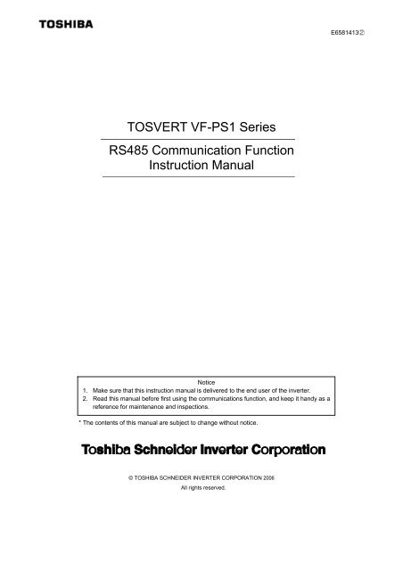 TOSVERT VF-PS1 Series RS485 Communication ... - Toshiba