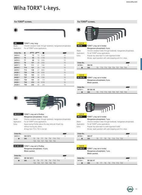 Wiha TORX® L-keys.