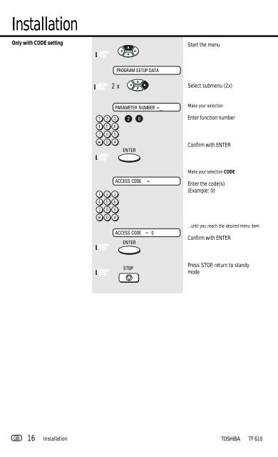 TF 610 Instruction manual - Toshiba