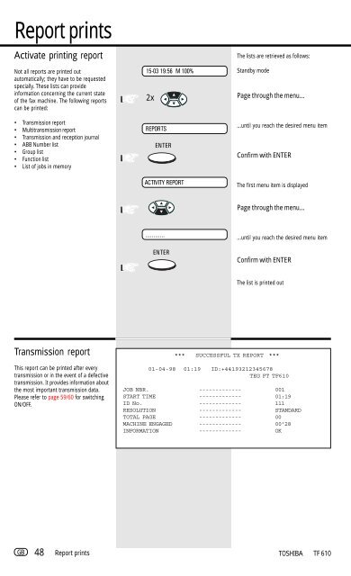 TF 610 Instruction manual - Toshiba