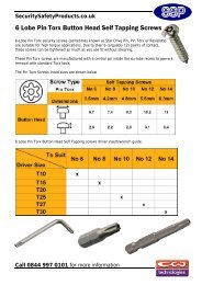 6 Lobe Pin Torx Button Head Self Tapping Screws