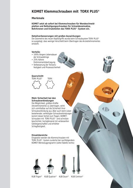 KOMET Klemmschrauben mit TORX PLUS ... - komet group