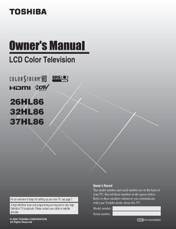 26HL86 32HL86 37HL86 LCD Color Television - Toshiba Canada