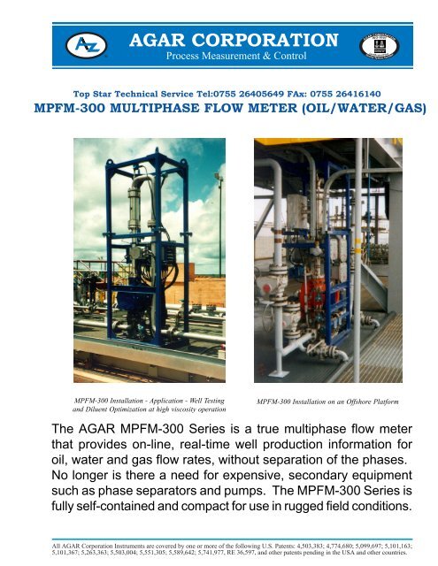 The AGAR MPFM-300 Series is a true multiphase flow meter that ...