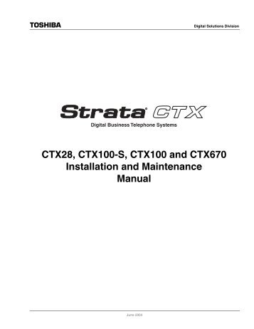 Strata CTX Installation & Maintenance Manual