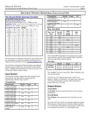 SECOND STRIKE GEARING CALCULATOR - Second Strike - the ...