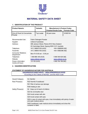Material safety data sheet - APack Commercial