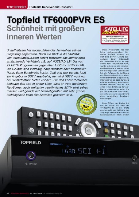 Topfield TF6000PVR ES - TELE-satellite International Magazine