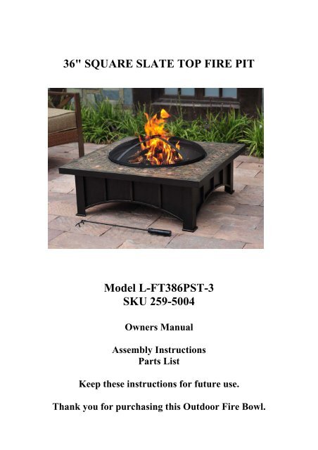 Square Slate Top Fire Pit Model L, Menards Outdoor Fire Pits