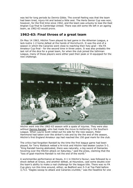 1961-62 and 1962-63 - Hitchin Town Football Club