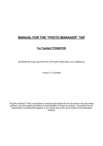 manual for the “photo manager” - Toppy.org.uk