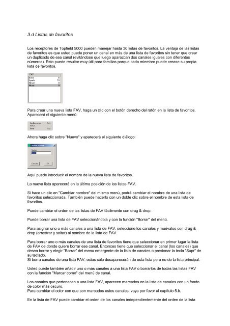 SetEditTF5000 para Topfield 5000/5500 Índice: