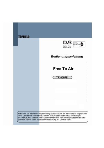 Bedienungsanleitung Free To Air - AHG-Electronic