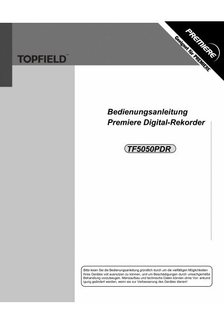 Premiere Digital-Rekorder Bedienungsanleitung ... - Topfield