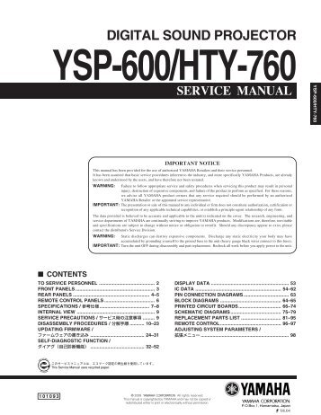 SERVICE MANUAL DIGITAL SOUND PROJECTOR