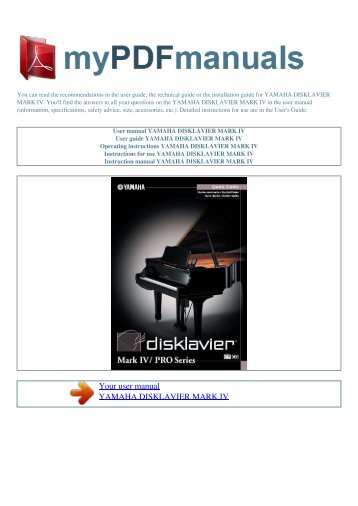 User manual YAMAHA DISKLAVIER MARK IV - 1