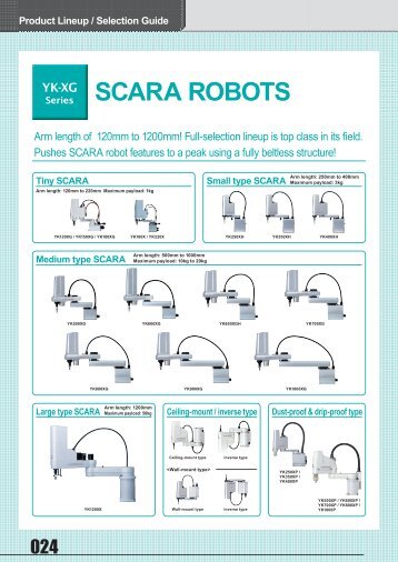 Product Lineup / Selection Guide YAMAHA SCARA robots