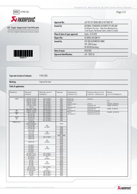 EC Type-Approval Certificate