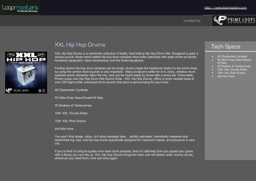 XXL Hip Hop Drums Tech Specs - Loopmasters