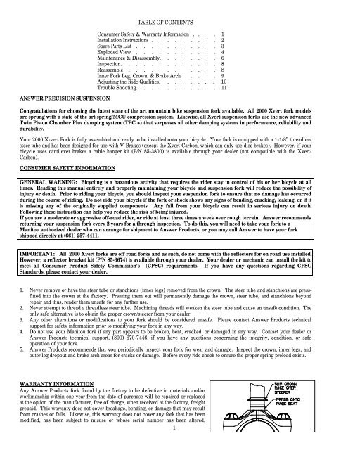 Manitou Answer Products Inc Spoke N Word Cycles