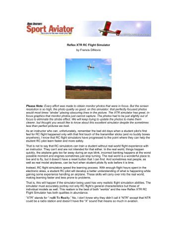MRC Reflex XTR RC Flight Simulator - Sport Aviator