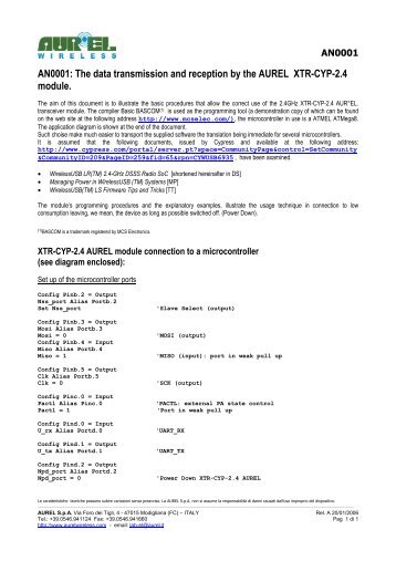 The data transmission and reception by the AUREL XTR-CYP-2.4 ...