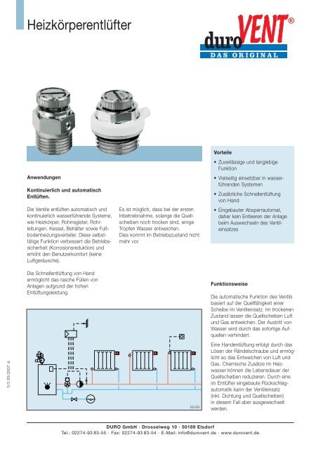 ER 40 Heizkörperentlüfter DURO - Duro GmbH