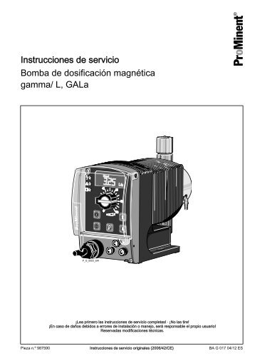 Bomba de dosificación magnética gamma/ L, GALa ... - ProMinent