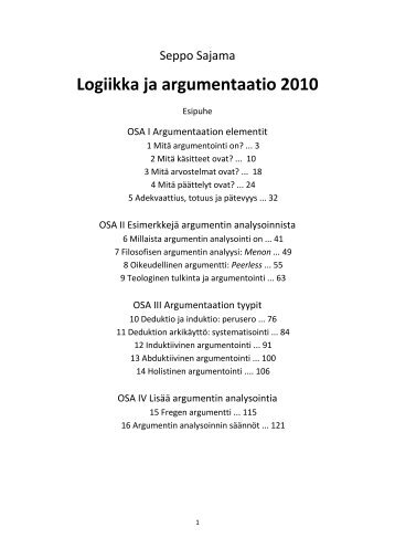 Logiikka ja argumentaatio 2010 - Joensuu