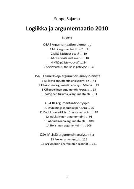 Logiikka ja argumentaatio 2010 - Joensuu