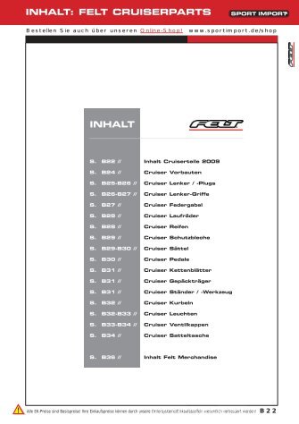 felt cruiserparts inhalt - Bike Center