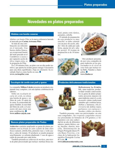 Novedades en platos preparados - Eurocarne