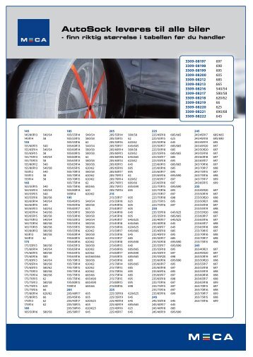 AutoSock leveres til alle biler - MECA Car Service