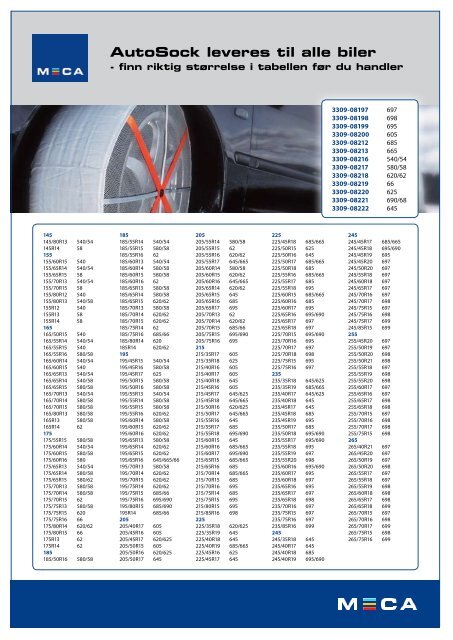 AutoSock leveres til alle biler - MECA Car Service